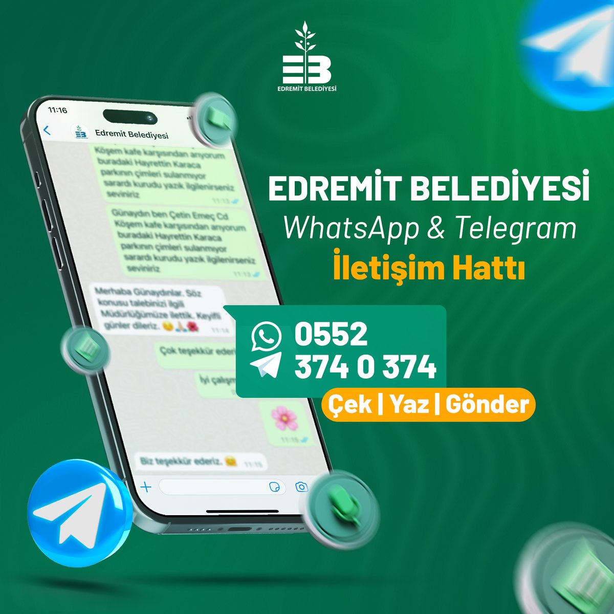 Edremit Belediyesi Vatandaş Şikayet ve Önerileri İçin İletişim Bilgilerini Duyurdu