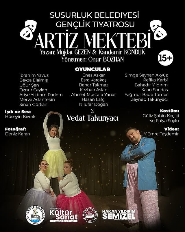 Burhaniye Belediyesi ile Susurluk Belediyesi Gençlik Tiyatrosu Ortak Oyunu “Artiz Mektebi” Bugün Sahneleniyor