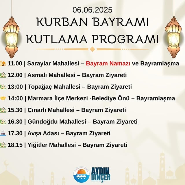 Marmara Adalar Belediyesi Kurban Bayramı Bayramlaşma Programı Açıklandı