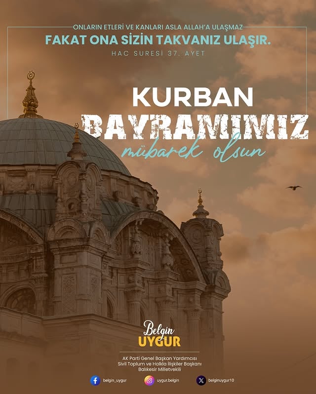AK Parti Balıkesir Milletvekili Uygur'dan Kurban Bayramı Mesajı