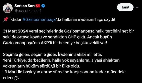 Gaziosmanpaşa'da Seçim Sonuçlarına Göre CHP'li Vekilin İtirazları