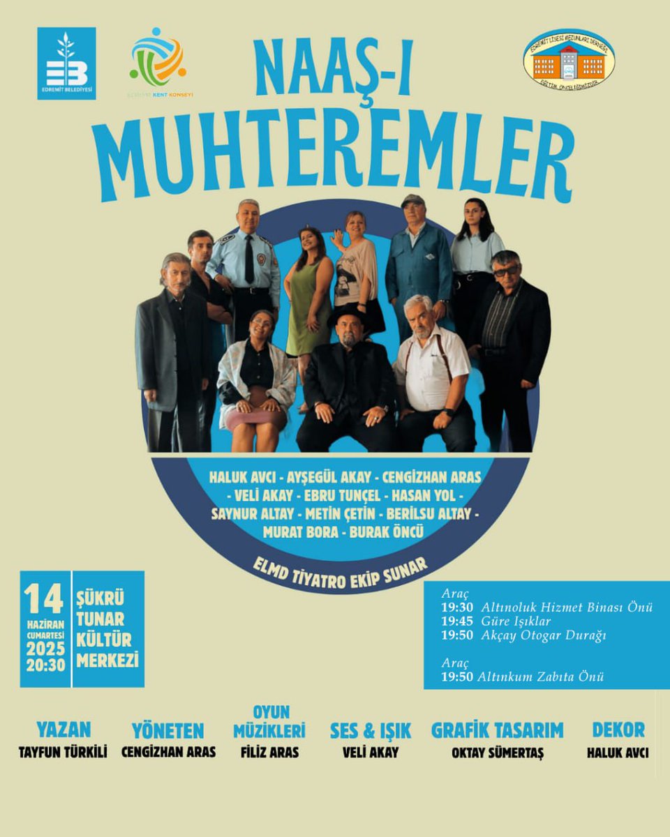 Edremit'te Naaş-ı Muhteremler Tiyatro Oyunu Ücretsiz Sahnelenecek