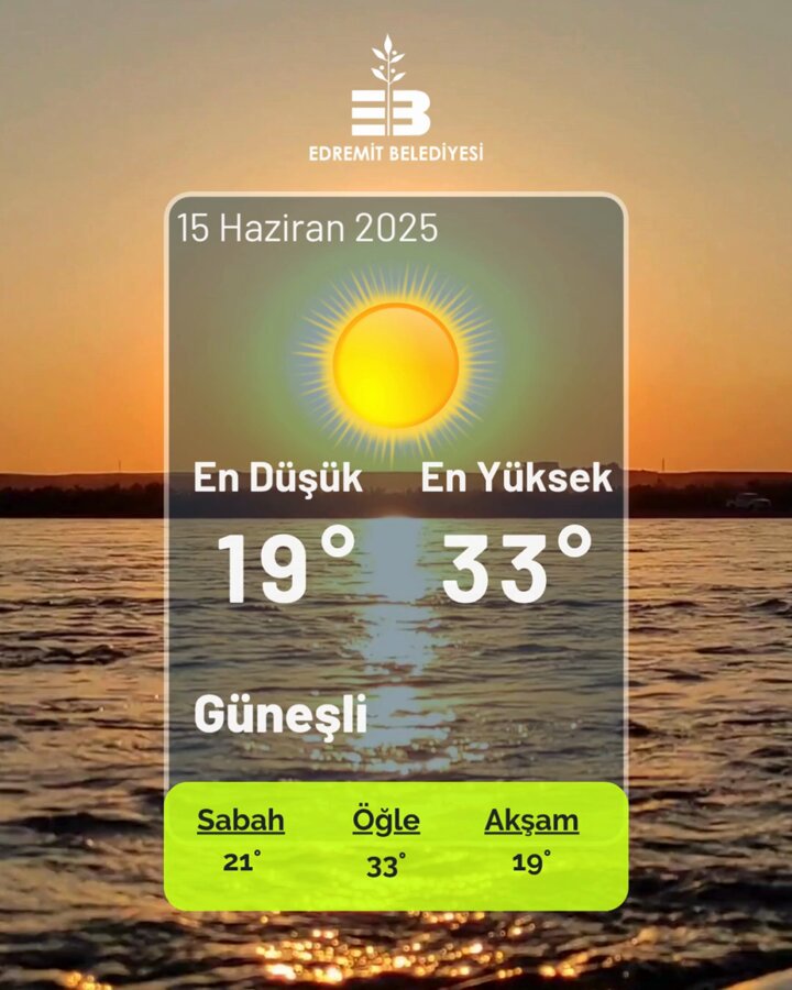 Edremit'te Hava Durumu Güneşli: Sıcaklık 19-33 Derece Arasında
