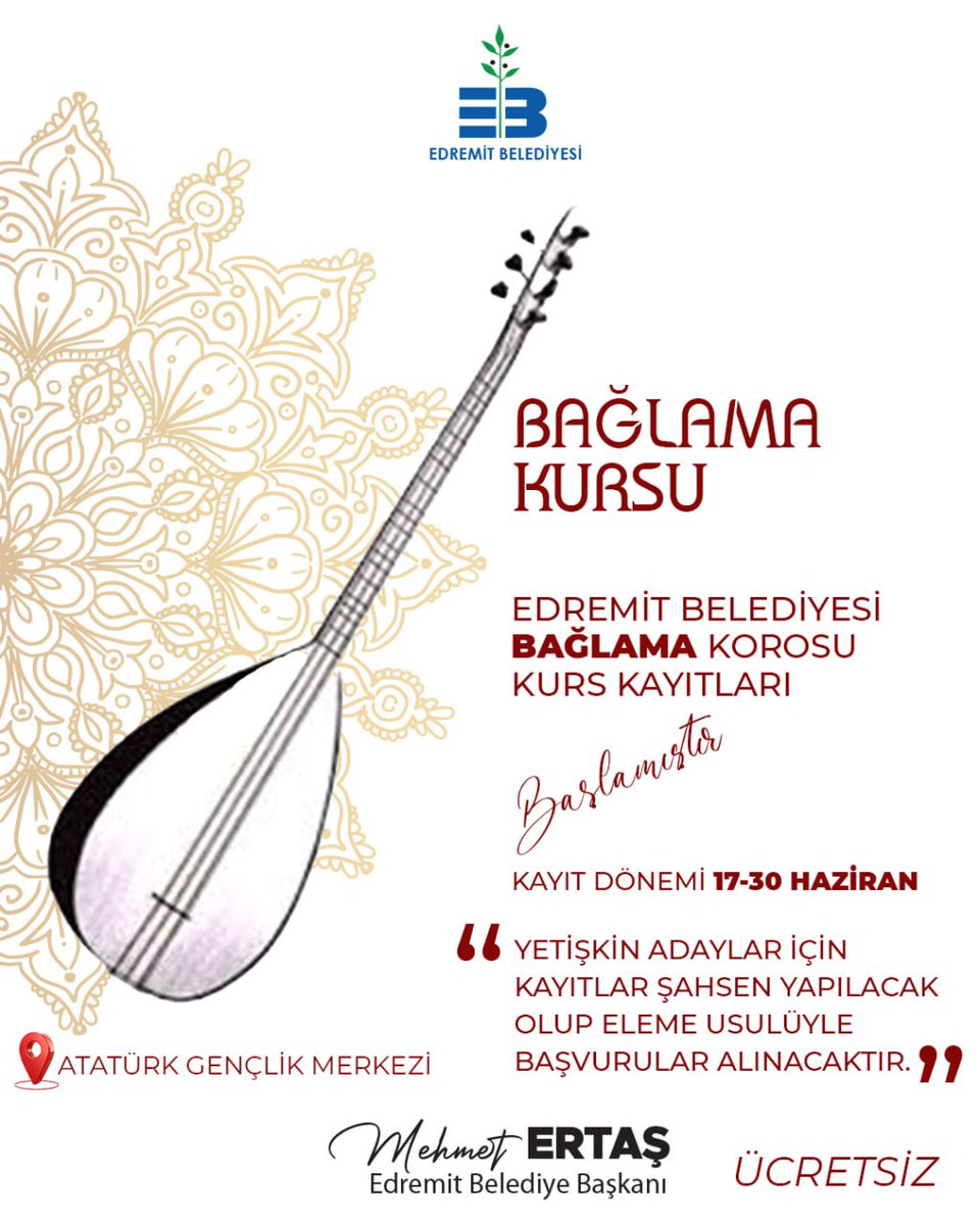 Edremit Belediyesi Bağlama Korosu Kursları Ücretsiz Başladı