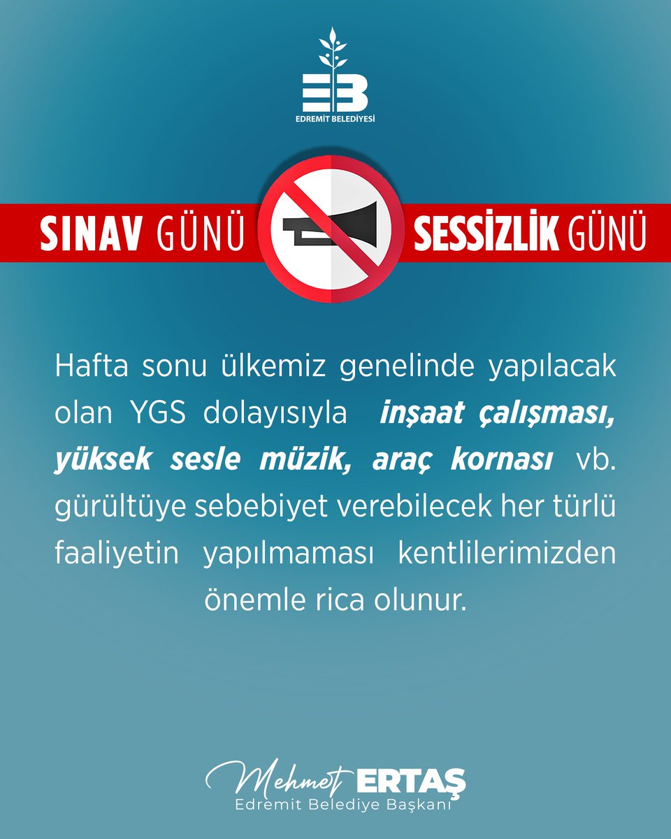 Edremit'te Sınav Uyarısı: Sessizlik Çağrısı