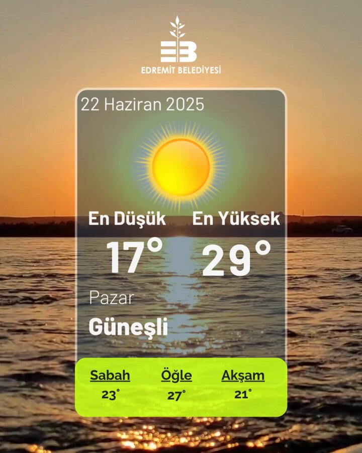 Edremit'te Güneşli Hava Bekleniyor: Sıcaklıklar 17-29 Derece Arasında